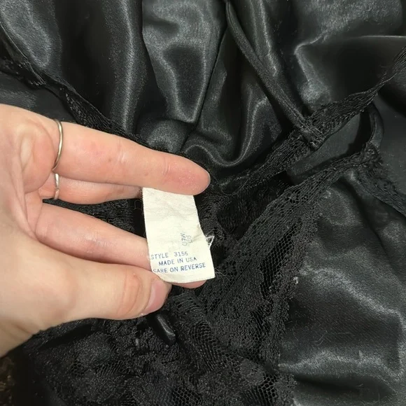 Vintage 90’s Black Satin & Lace Bodysuit Made in USA - Picture 5 of 9